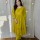 Yellow Frock Style Printed Embroidery On Neck Cotton Kurti Pant Co-Ord Set Salwar Kameez For Women - Set Of 2