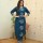 Blue Embroidered Straight Kurti Pant Co Ord Set Cotton Salwar Kameez Set with Pocket