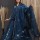 Blue Indian Flared Hand Painted Chanderi Lehanga Kurti Dupatta Set for Women