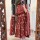 Red Floral Print Frock Style Front Slit Anarkali Kurta Kurti Pant Dupatta Set Gown Dress Salwar Kameez (Set of 3)