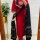 Red Designer Readymade Indian Straight Salwar Suit Kurti Pant Set for Women - Set of 3