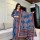 Blue Printed Angrakha Style Anarkali Kurta Kurti Pant Dupatta Set Gown Dress Salwar Kameez (Set of 3)
