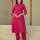 Pink Solid Color Readymade Pakistani Designer Cord Set Kurti Pant Set Indian Salwar Kameez Set