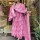 Pink Block Printed Anarkali Kurti Pant Dupatta Set Gown Salwar Kameez Outfil for Festival
