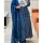 Dark Blue Printed Anarkali Frock Style Ethnic Indian Pakistani Salwar Kameez Kurti Pant Dupatta Set
