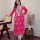 Pink Floral Chikankari Embroidered Straight Cotton Kurti Pant Set Salwar Kameez for Women