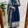 Blue Anarkali Choli Pattern Front Dori With Heavy Tassels Cotton Kurti Pant Dupatta Salwar Kameez For Women