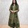 Green Heavy Look Flaired Kurti Work On V-Neck Cotton Kurti Pant Dupatta Salwar Kameez For Women (Set Of 3)