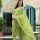 Green Lahriya Embroidery Work On Neck A-Line Cotton Kurti Pant Dupatta Salwar Kameez For Women (Set Of 3)