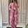 Pink Pure Cotton Floral Printed V-Neck Kurti Pant Co-Ord Set For Women - Set Of 2