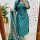 Aqua Blue Floral Printed Work on Yoke Straight Heavy Cotton Kurti Pant Dupatta Set For Women (Set Of 3)