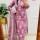 Pink Floral Printed Designer Readymade Indian Straight Shalwar Suit Kurti Pant Set for Women - Set of 3