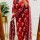Red Floral Printed Designer Readymade Indian Straight Shalwar Suit Kurti Pant Set for Women - Set of 3