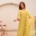 Beautiful Yellow Embroidery Work On Kurti And Sleeves Cotton Kurti Pant Dupatta Set For Women (Set Of 3)