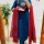 Blue Designer Readymade Indian Straight Salwar Suit Kurti Pant Set for Women - Set of 3