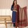 Blue Ethnic Readymade Indian Straight Salwar Kameez Kurti Pant Set for Women - Set of 3