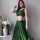 Mehendi Green Embroidered Semi Stitched Lehenga Choli Ethnic Designer Lehenga Dupatta Set