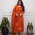 Orange Floral Embroidered Anarkali Cotton Kurti Pant With Dupatta Set For Women (Set Of 3) 