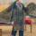 Blue Multi Jaipuri Ikkat Print With Sequence Work Cotton Kurti Pant With Dupatta Set For Women 