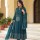 Rama Green Mandala Print Sequence Work On Yoke Anarkali Style Cotton Kurti Pant With Dupatta Set For Women 