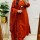 Rust Orange Printed Mirror Work Cotton Kurti Pant With Dupatta Set For Women (Set Of 3)