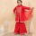 Red Floral Embroidered Indian Ethnic Kurti Pant Dupatta Set for Girl Kids Wear Salwar Kameez