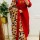 Vedika Red Ethnic Embroidered V-Neck Straight Fit Cotton Kurti Pant With Dupatta  (Set Of 3)