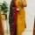 Vedika Yellow Ethnic Embroidered V-Neck Straight Fit Cotton Kurti Pant With Dupatta  (Set Of 3)