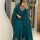 Kavya Teal Green Designer Cotton Embroidered Anarkali Salwar Suit Set with Dupatta (Set Of 3)