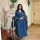 Blue Anarkali Style Ajrakh Print V-Neck With Sequin Work Cotton Kurti Pant with Dupatta (Set Of 3)