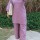 Lavender Office Wear V-Neck Cotton Co-ord Set Kurti Plazzo (Set Of 2)
