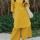 Yellow Office Wear V-Neck Cotton Co-ord Set Kurti Plazzo (Set Of 2)