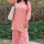 Peach Office Wear V-Neck Cotton Co-ord Set Kurti Plazzo (Set Of 2)