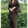 Brown Office Wear V-Neck Cotton Co-ord Set Kurti Plazzo (Set Of 2)