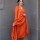 Orange Designer Cotton Anarkali V-Neck Embroidered Cotton Kurti Pant With Dupatta Salwar Kameez