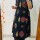 Black Floral Motifs Printed Indian A-Line Cotton Salwar Kameez Kurti Pant Co Ord Set for Women
