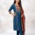 Vani Blue A-Line Embroidery On Yoke V-Neck Cotton Kurti Pant With Dupatta Set For Women