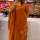 Orange Embroidered V-Neck Straight Fit Cotton Kurti Pant With Dupatta Set For Women (Set Of 3)