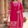 Pink Premium Cotton Printed V-Neck Straight Cut Kurti Pant With Dupatta Set For Women (Set Of 3)